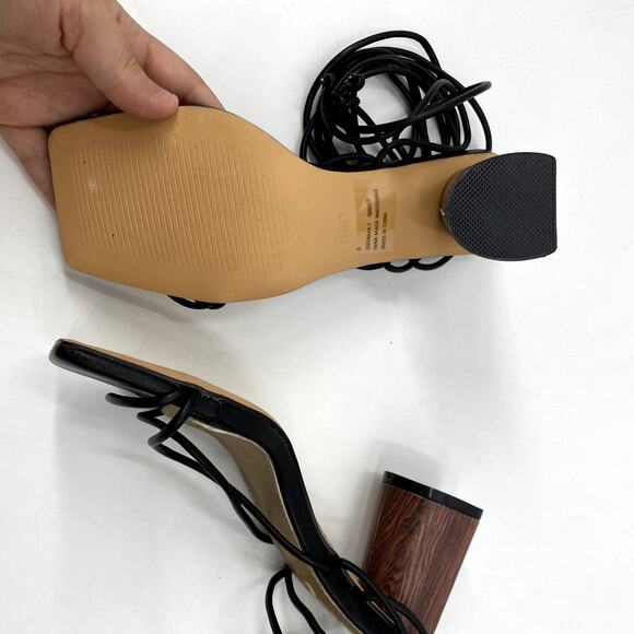 EGO black lace up wrap block heels - Picture 4 of 5